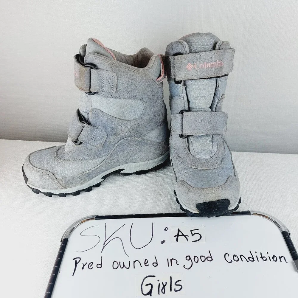 Columbia Youth Girls' Grey Parkers Peak Suede Snow Winter Boots Size US 2